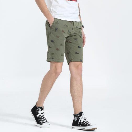 Print Shorts Men 100% Cotton Cargo Shorts - Image 2