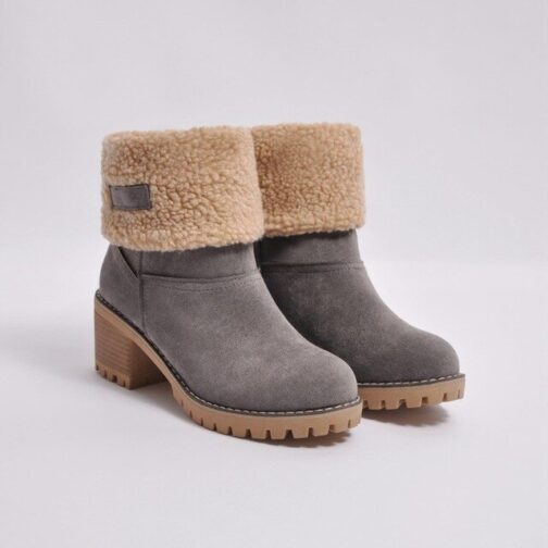 New Women Boots Winter Outdoor Keep Warm Fur Boots Waterproof Women's Snow Boots Thick Heel With Round Head Short Boot - Image 9