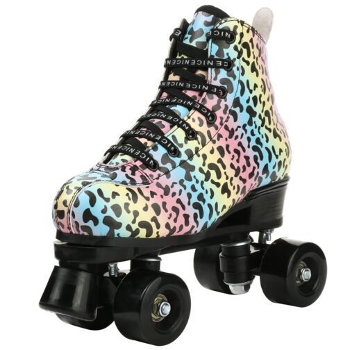 Outdoor Quad Roller Skate Sneaker Skating  Blade Leopard Pattern  Breathable Abec-7 4 Wheels Shoes - Image 3