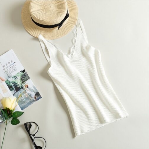 Women Hook Flower Lace Tank solid Top - Image 13