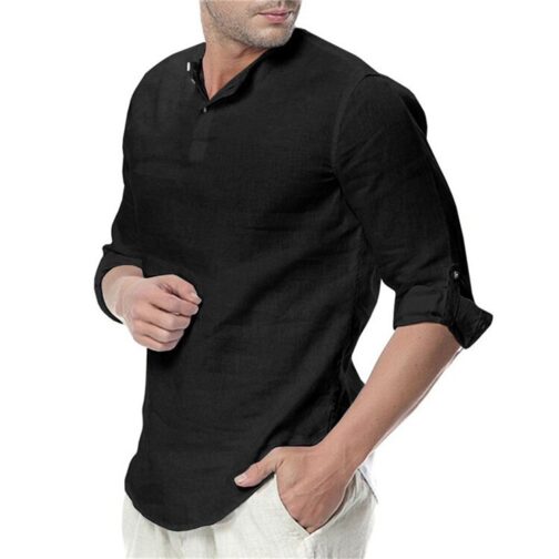 Casual Breathable Shirts Style Solid Male Shirts - Image 7