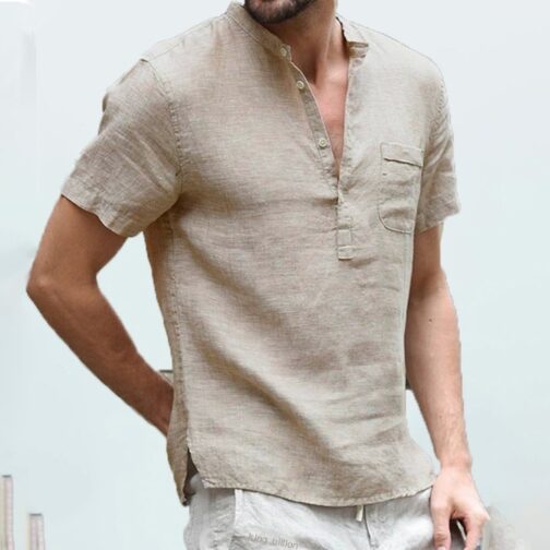 T-shirt Cotton and Linen Led Casual Men's T-shirt