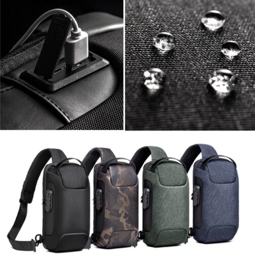 Men's Waterproof USB Oxford Crossbody Bag Anti-theft Shoulder Sling Bag Multifunction Short Travel Messenger Chest Pack For Male - Image 4