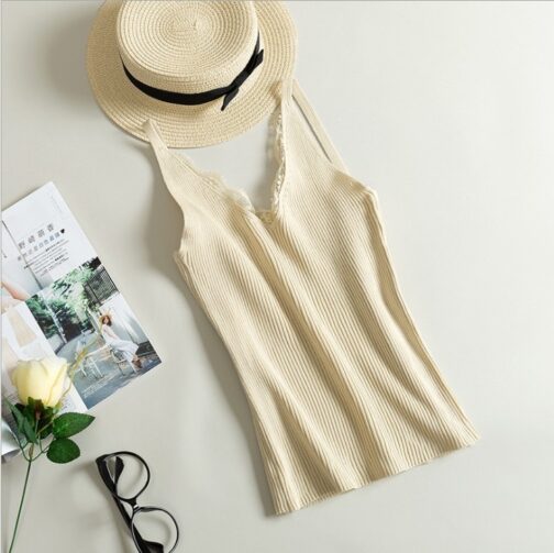 Women Hook Flower Lace Tank solid Top - Image 10