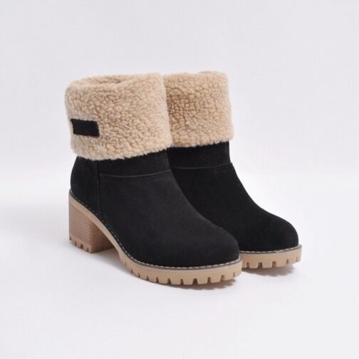 New Women Boots Winter Outdoor Keep Warm Fur Boots Waterproof Women's Snow Boots Thick Heel With Round Head Short Boot - Image 7