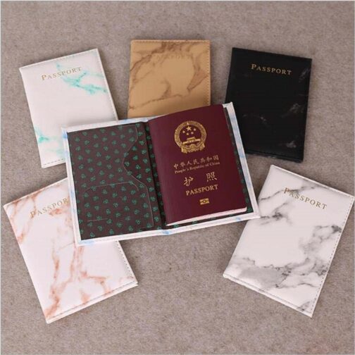 Fashion Women Men Passport Cover Pu Leather Marble Style Travel ID Credit Card Passport Holder Packet Wallet Purse Bags Pouch - Image 6