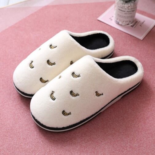 Fashion Fruit Indoor Slippers Women Warm Plush Home Slipper Anti-slip Soft Lovers Winter Shoes Banana Cherry Ladies Slides SH450 - Image 7