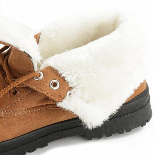 Snow boots 2019 warm fur plush Insole women winter boots square heels flock ankle boots women shoes lace-up winter shoes woman - Image 5