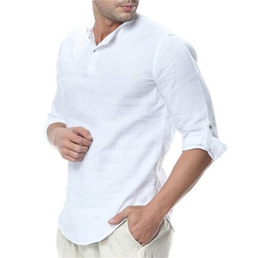 Casual Breathable Shirts Style Solid Male Shirts - Image 11