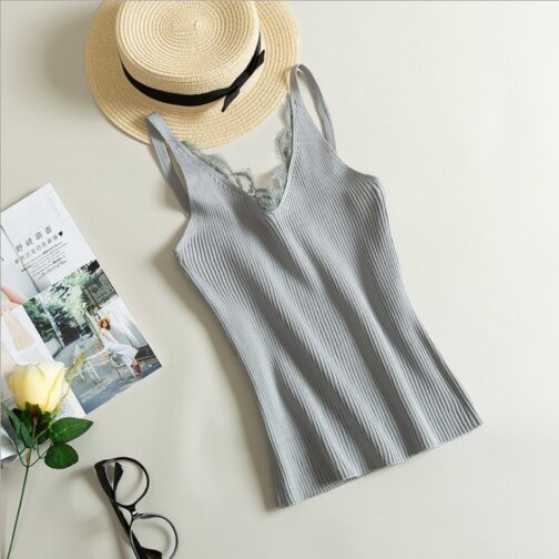 Women Hook Flower Lace Tank solid Top - Image 8