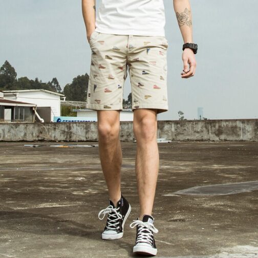 Print Shorts Men 100% Cotton Cargo Shorts