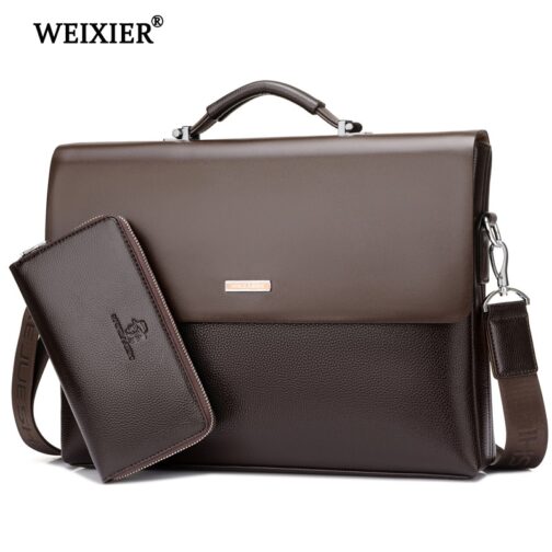 WEIXIER Brand Men High Quality Microfiber Synthetic Leather Tote Fashion Male Bag Messenger Business Handbag Laptop Shoulder Bag