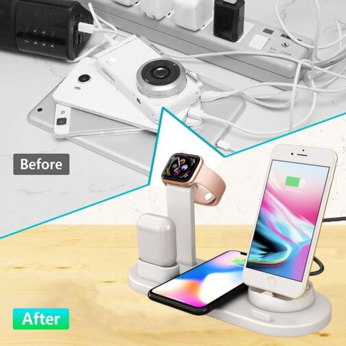 4 in 1 Wireless Charging Dock Station For Apple Watch iPhone X XS XR MAX 11 Pro 8 Airpods 10W Qi Fast Charger Stand Holder - Image 4