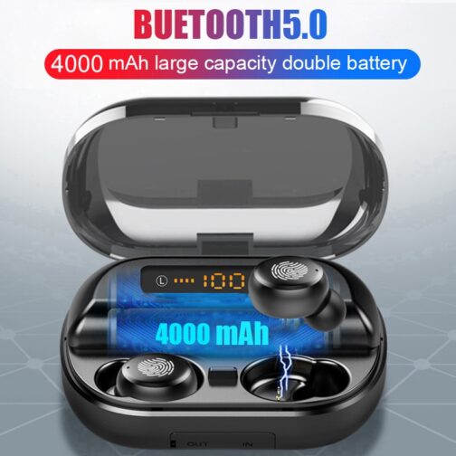 VOULAO Bluetooth 5.0 Earphone Wireless Headphons Sport Handsfree Earbuds 9D Stereo Waterproof Headset With 4000mAh Power Bank - Image 2