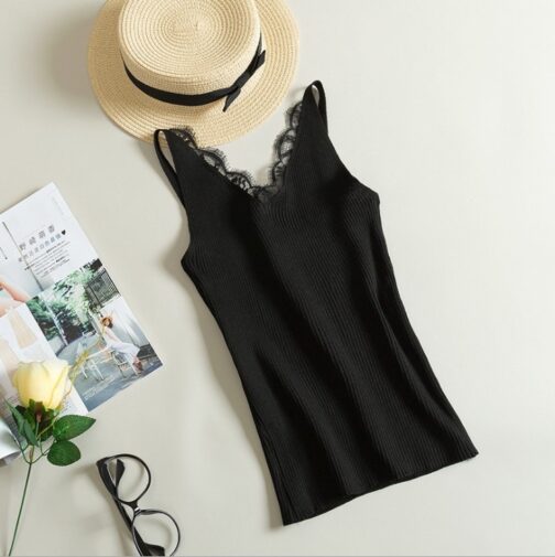 Women Hook Flower Lace Tank solid Top - Image 7