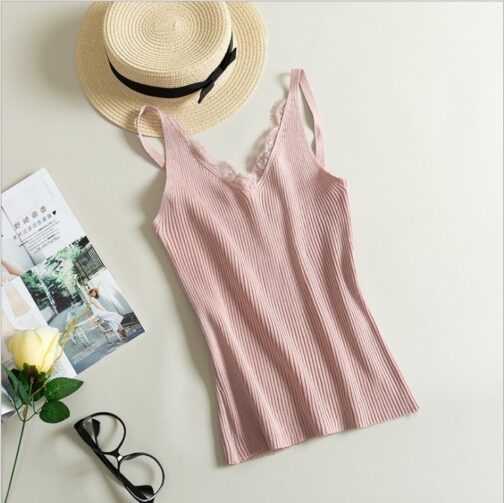 Women Hook Flower Lace Tank solid Top - Image 11