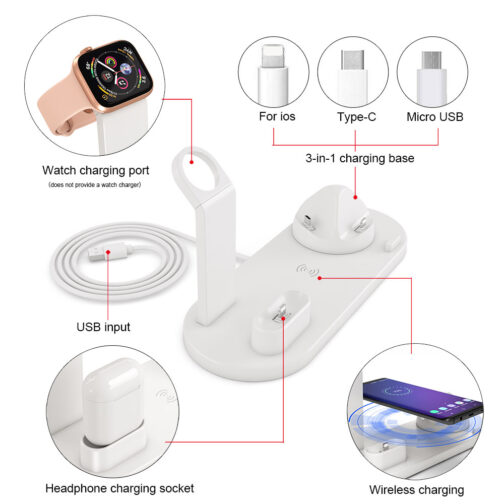 4 in 1 Wireless Charging Dock Station For Apple Watch iPhone X XS XR MAX 11 Pro 8 Airpods 10W Qi Fast Charger Stand Holder - Image 3