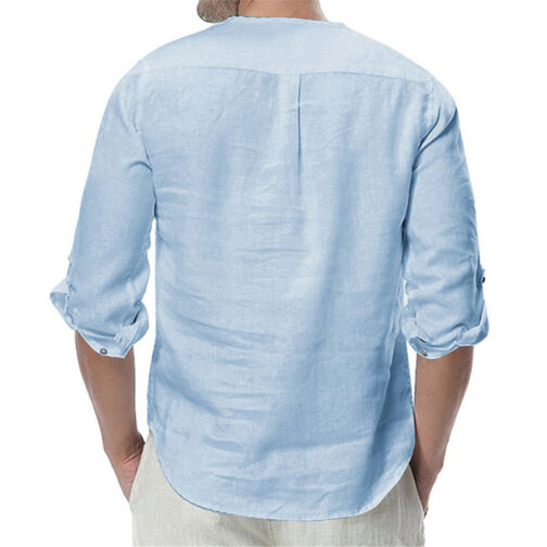 Casual Breathable Shirts Style Solid Male Shirts - Image 2