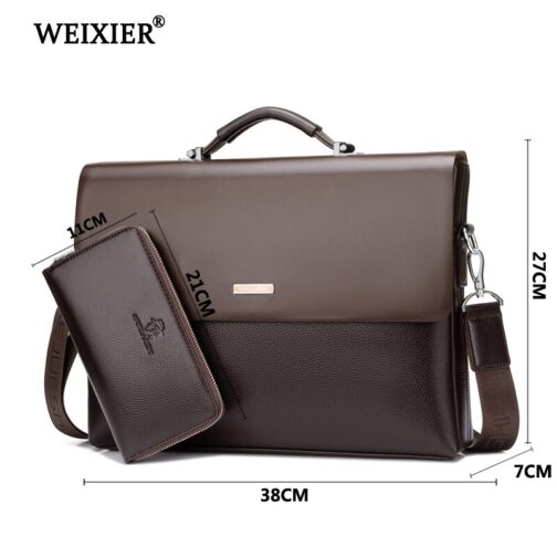 WEIXIER Brand Men High Quality Microfiber Synthetic Leather Tote Fashion Male Bag Messenger Business Handbag Laptop Shoulder Bag - Image 2