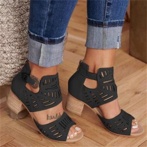 Women Wedge Sandals Mid Heel Summer Slip-on Buckle Ladies Shoes - Image 6