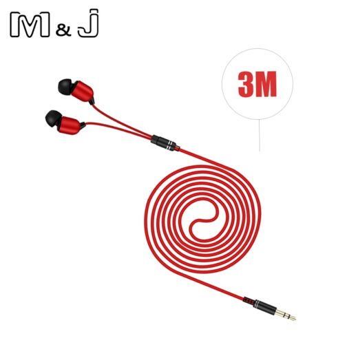 M&J 3M Earphone Monitor Headphones With Long Wire 3.5mm Gilded HiFi Stereo Universal Auricular For iPhone Huawei Xiaomi Computer - Image 2