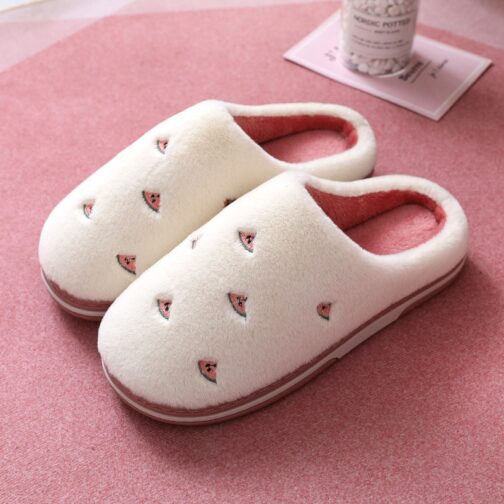 Fashion Fruit Indoor Slippers Women Warm Plush Home Slipper Anti-slip Soft Lovers Winter Shoes Banana Cherry Ladies Slides SH450 - Image 10