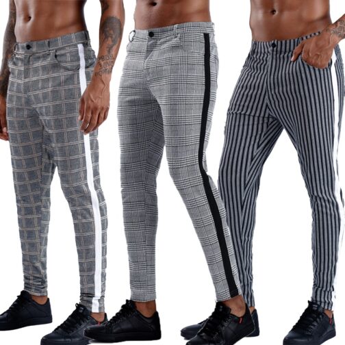 Brand Plaid Pants  Skinny Trousers