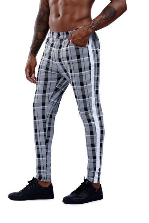 Brand Plaid Pants  Skinny Trousers - Image 9