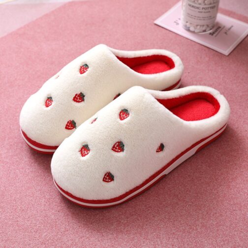 Fashion Fruit Indoor Slippers Women Warm Plush Home Slipper Anti-slip Soft Lovers Winter Shoes Banana Cherry Ladies Slides SH450 - Image 9