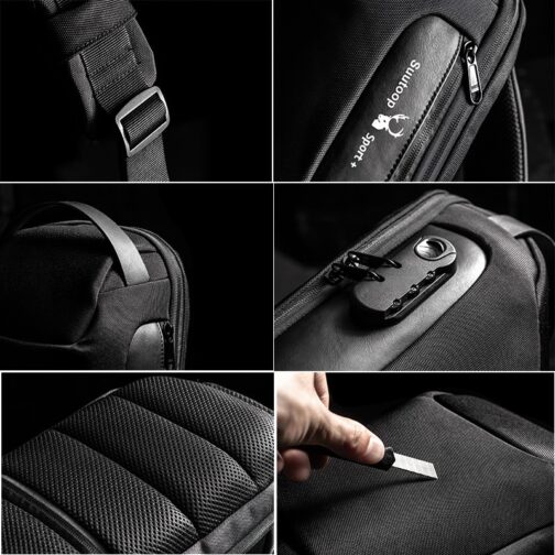 Men's Waterproof USB Oxford Crossbody Bag Anti-theft Shoulder Sling Bag Multifunction Short Travel Messenger Chest Pack For Male - Image 3