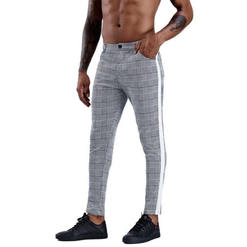 Brand Plaid Pants  Skinny Trousers - Image 8