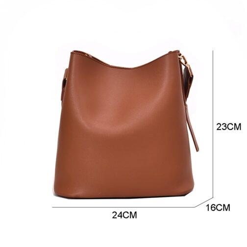 casual wide strap buckets bag designer women shoulder bags luxury pu crossbody bag large capacity messenger bag simply purses - Image 6