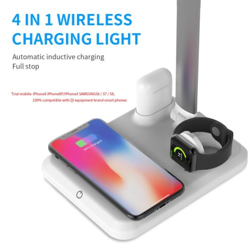 LED Table Desk Lamp 4 in 1 Qi Wireless Charger For Mobile Phone Watch Earphone HOt - Image 2