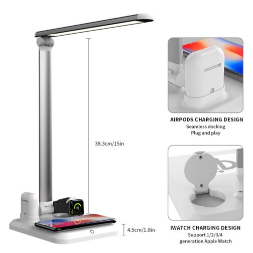 LED Table Desk Lamp 4 in 1 Qi Wireless Charger For Mobile Phone Watch Earphone HOt - Image 5