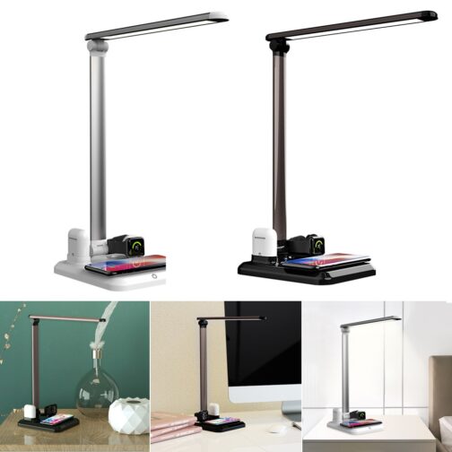 LED Table Desk Lamp 4 in 1 Qi Wireless Charger For Mobile Phone Watch Earphone HOt