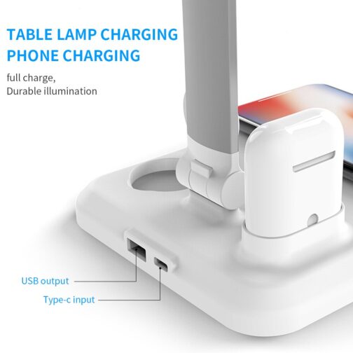 LED Table Desk Lamp 4 in 1 Qi Wireless Charger For Mobile Phone Watch Earphone HOt - Image 4